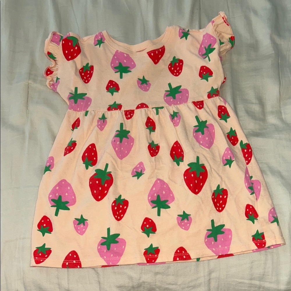 Old Navy Pink Strawberry Print Kids Dress